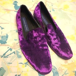 Men's purple velvet loafers, size 10M